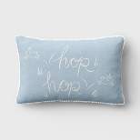 Embroidered Hop Hop Easter Lumbar Throw Pillow with Printed Reverse Light Blue/Ivory - Threshold™