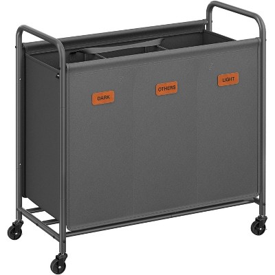 3-Section Laundry Sorter, Laundry Hamper with Wheels, Rolling Clothes Hamper Cart with Large Capacity and Removable Bags