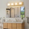 LLHZSY 22"/29"W Rectangle LED Dimmable Vanity Light 3/4-Light Simple Curved Cloud Glass Wall Light Sconce-3000K/4000K/5000K,Black/Gold - 2 of 4