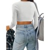 Nlife Women Casual Round Neckline Solid Color Long Sleeve Tassel Trim Crop Top - 2 of 4