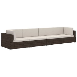 vidaXL Patio Sofa Set Set of 4 Brown and Cream White - 1 of 4