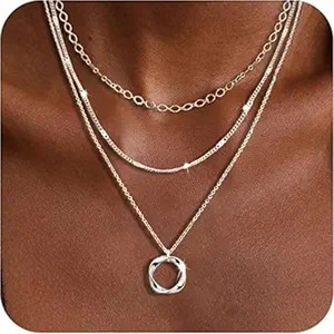 HTUTWOO Layered Silver Necklaces,Sterling Silver Stackable