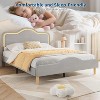 Full/ Twin/ Queen Velvet Upholstered Platform Bed frame with Adjustable Headboard and Footboard, Wooden Slats Support, No Box Spring Needed, Beige - 4 of 4