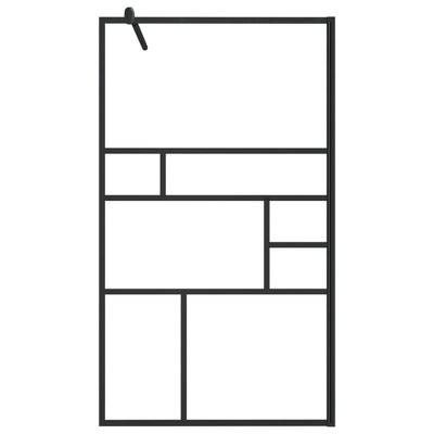 Modern Black Aluminum and Clear Glass Walk-In Shower Wall 35.4" x 76.8"