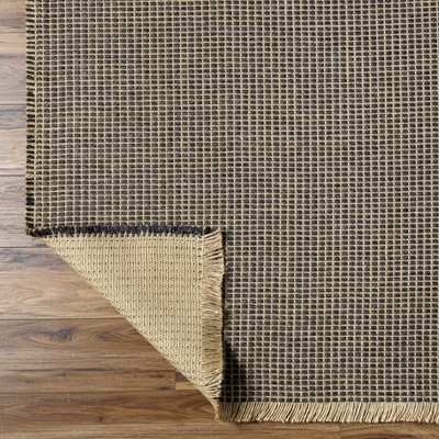 Handmade Black and Light Brown Jute Rectangle Area Rug