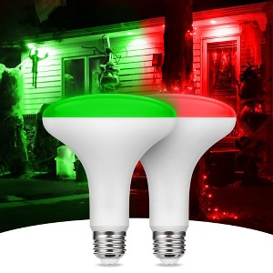 YANSUN 65-Watt Equivalent Red and Green BR30 LED Non-Dimmable White Frosted Bulbs BR30 LED Light Bulbs (2-Pack) - 1 of 4