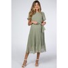 PinkBlush Light Olive Leaf Print Pleated Maternity Midi Dress - 2 of 4