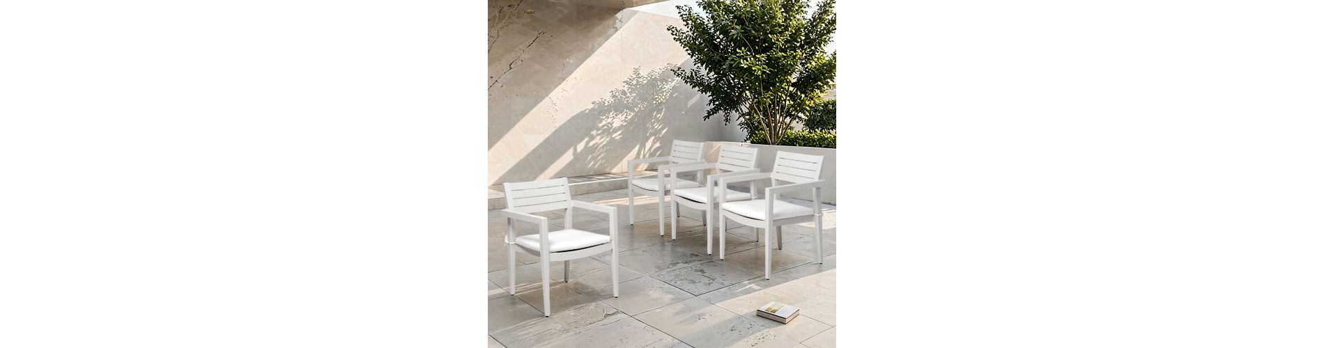 UNISOAR Outdoor Patio Modern Aluminum Stationary Dining Chairs 4PCS with Outdoor-Grade