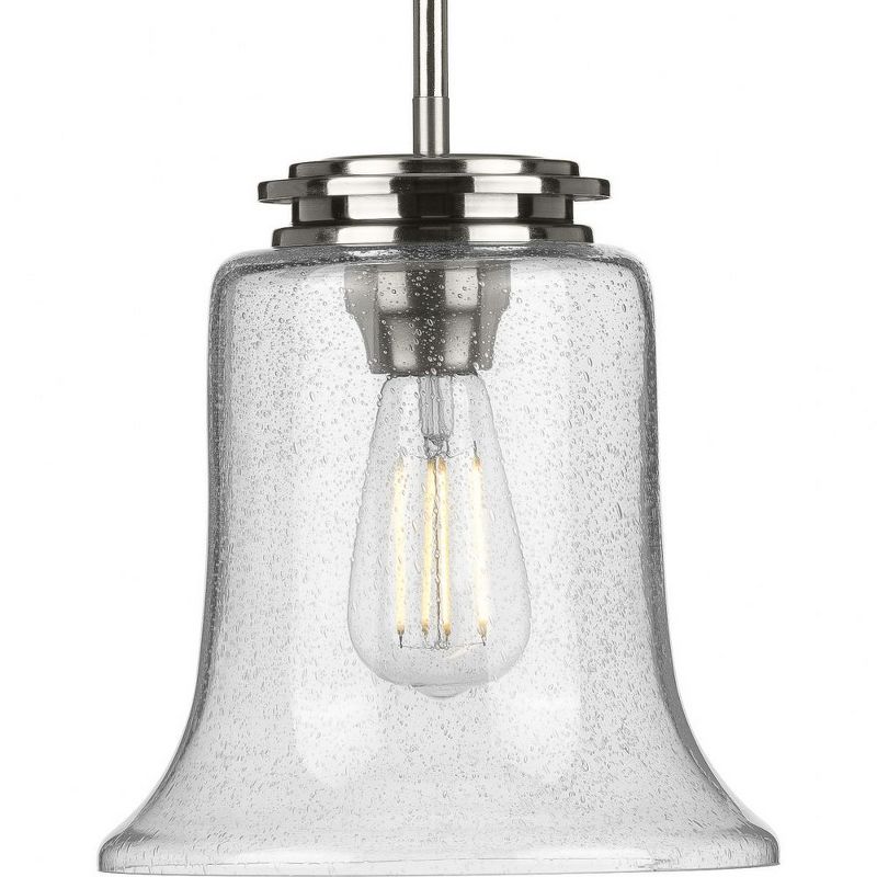 Progress Lighting Winslett 1-Light Mini-Pendant, Brushed Nickel, Seeded Glass Shade, 1 of 3