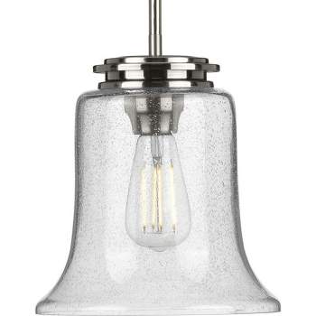 Progress Lighting Winslett 1-Light Mini-Pendant, Brushed Nickel, Seeded Glass Shade