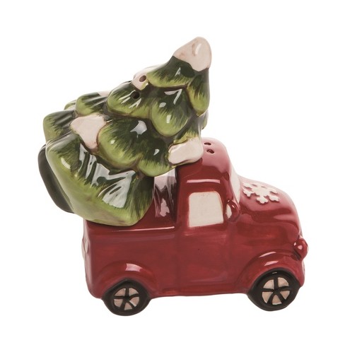 Transpac Dolomite 3.25 in. Christmas Truck with Tree Salt and Pepper Shaker Set of 2 - image 1 of 2