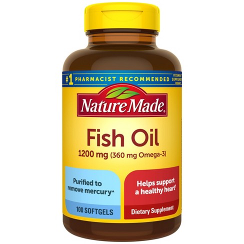 Nature Made Fish Oil Supplements 1200 mg Omega 3 Supplements for Healthy  Heart Support Softgels - 100ct