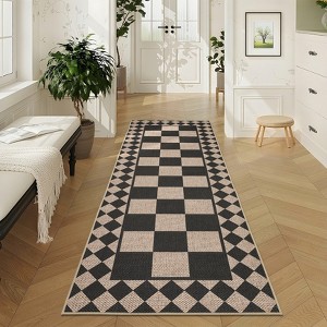 Washable Easy Jute Rugs for Living Room Modern Checkered Bedroom Carpet with Non-Slip Backing - 1 of 4