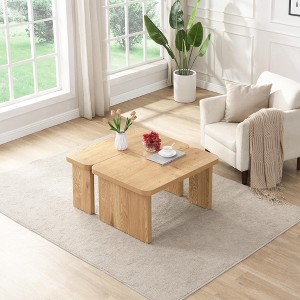 FONTOI End Table Modern Rectangular Wood Coffee Table Detachable L Shape Accent Table for Dining Room and Living Space, Oak, 47.24"*23.62"*17.72" - 1 of 4