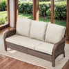 Buenhomino Outdoor Furniture 3-Seater Rattan Sofa Patio Wicker Sofa Couch Furniture Set with Glass Coffee Tables - 4 of 4