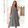 INSPIRE CHIC Women's Summer Plaid Sleeveless Square Neck Babydoll Casual with Pockets Midi Dress - 3 of 4
