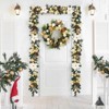 Pre-Lit Artificial Christmas Wreath 24", Snow Flocked Front Door Decorative Xmas Wreath with Warm Lights, Christmas Balls, and Red Berries - 4 of 4