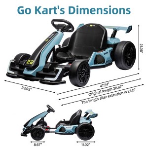 24V Go Karts for 6-12 Kids, Electric Ride on Drift Car with 2 x 150W Powerful Motors, 8mph Max Speed, Safety Belt, Music, Max Load 110lbs Ride on Toy - 1 of 4