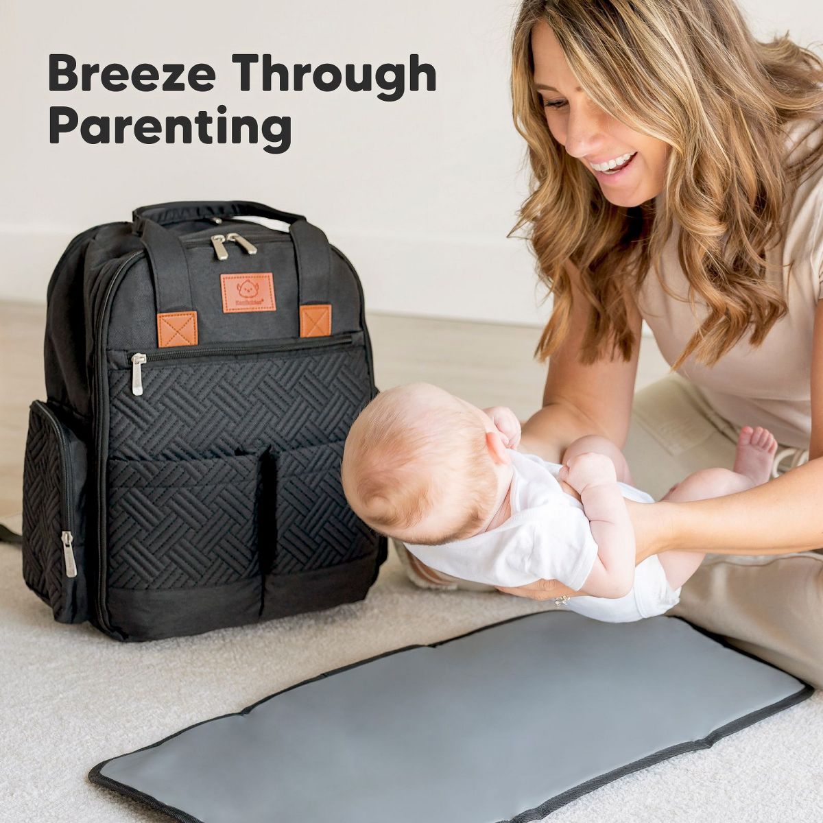 KeaBabies Bree Diaper Bag Backpack, Large Waterproof Diaper Bags with Changing Pad, Girl, Boy, Kids Travel Essentials (Charcoal) - thumbnail 8