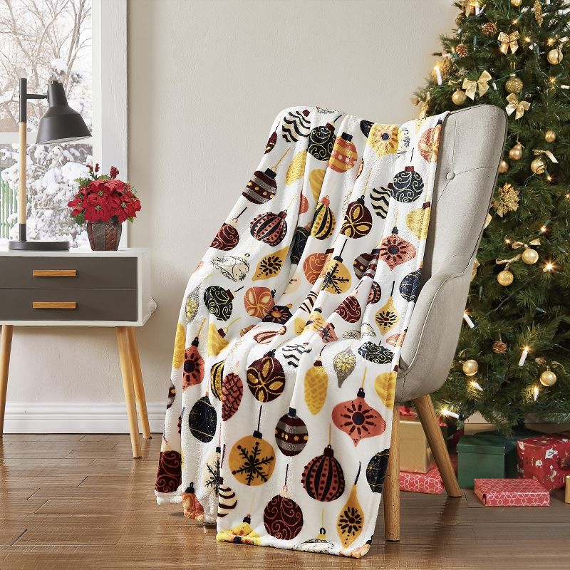 Kate Aurora Yuletide Living Christmas Baubles Ultra Soft & Plush Oversized Accent Throw Blanket - 50 in. W x 70 in. L, 1 of 2