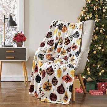 Kate Aurora Yuletide Living Christmas Baubles Ultra Soft & Plush Oversized Accent Throw Blanket - 50 in. W x 70 in. L
