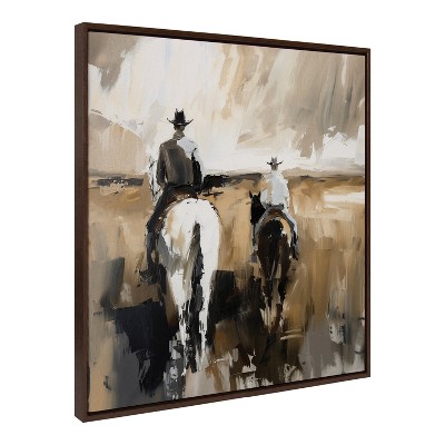 30" x 30" Brown Abstract Cowboy Canvas Wall Art