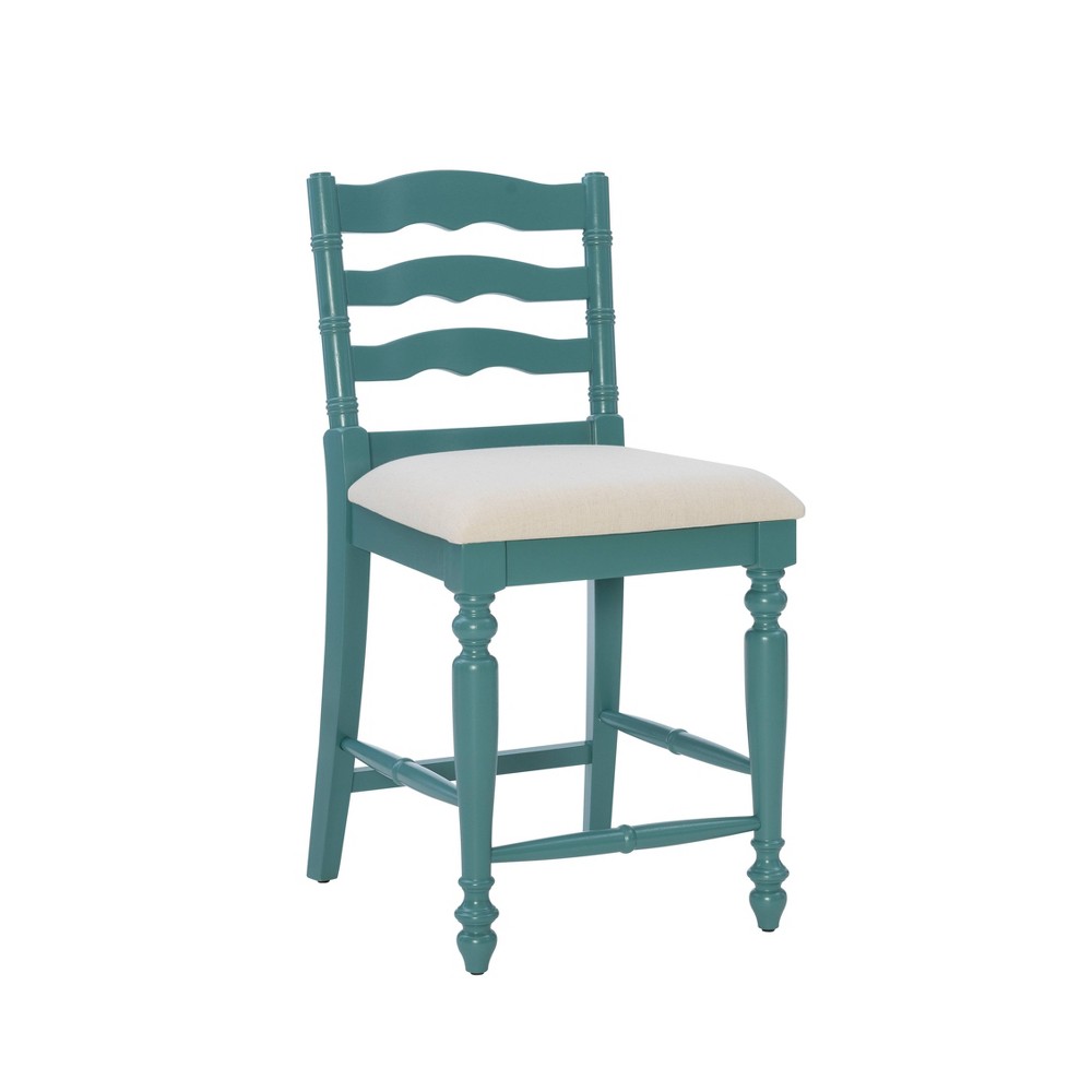 24" Marino Counter Height Barstool Upholstered Seat & Back Blue - Linon