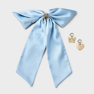 Butterfly Heart Bow Charm Hair Barrette - Wild Fable™ Light Blue/Gold - 1 of 3
