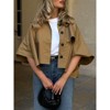 Imily Bela Womens Oversized 3/4 Cape Sleeve Cropped Trench Coat Single Breasted Button Up Jacket - 4 of 4