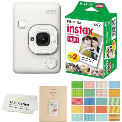 Fujifilm Instax Mini LiPlay Hybrid Instant Camera with 20 Instant Films and Photo Album Plus Stickers Microfiber Cloth