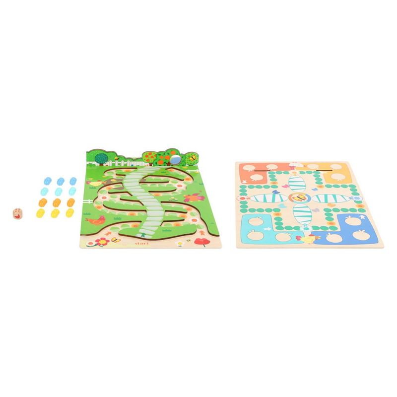Small Foot Wooden Toys 2 in 1 Ludo and Snakes and Ladders Game Caterpillars, 4 of 6