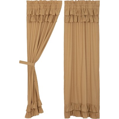 Simple Life Flax Khaki Ruffled Panel Set of 2 84x40  VHC Brands