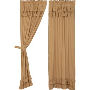 Simple Life Flax Khaki Ruffled Panel Set of 2 84x40  VHC Brands - 1 of 4
