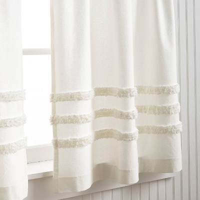 Ivory Textured Rod Pocket Valance and Tier Curtain Set