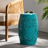 NicBex Large Outdoor Side Table, Floral Iron End Table, Cylindrical Patio Tables Accent Table for Indoor Porch Yard Balcony Deck - 2 of 4
