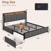 TwinFull/Queen/King Size Bed Frame with Storage Headboard and 2 Drawers, Linen Upholstered Platform Bed Frame with Charging Station - 2 of 4