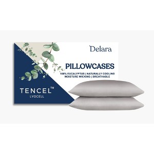 Delara 100% Eucalyptus Lyocell Tencel Pillowcase Pack of 2, Naturally Cooling, Smooth & Breathable - 1 of 4