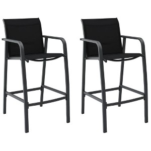 vidaXL Patio Bar Chairs 2 pcs Black Textilene - 1 of 4