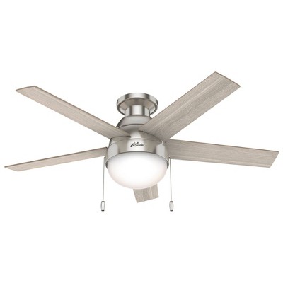 46" LED Anslee Low Profile Ceiling Fan (Includes Light Bulb) Nickel - Hunter