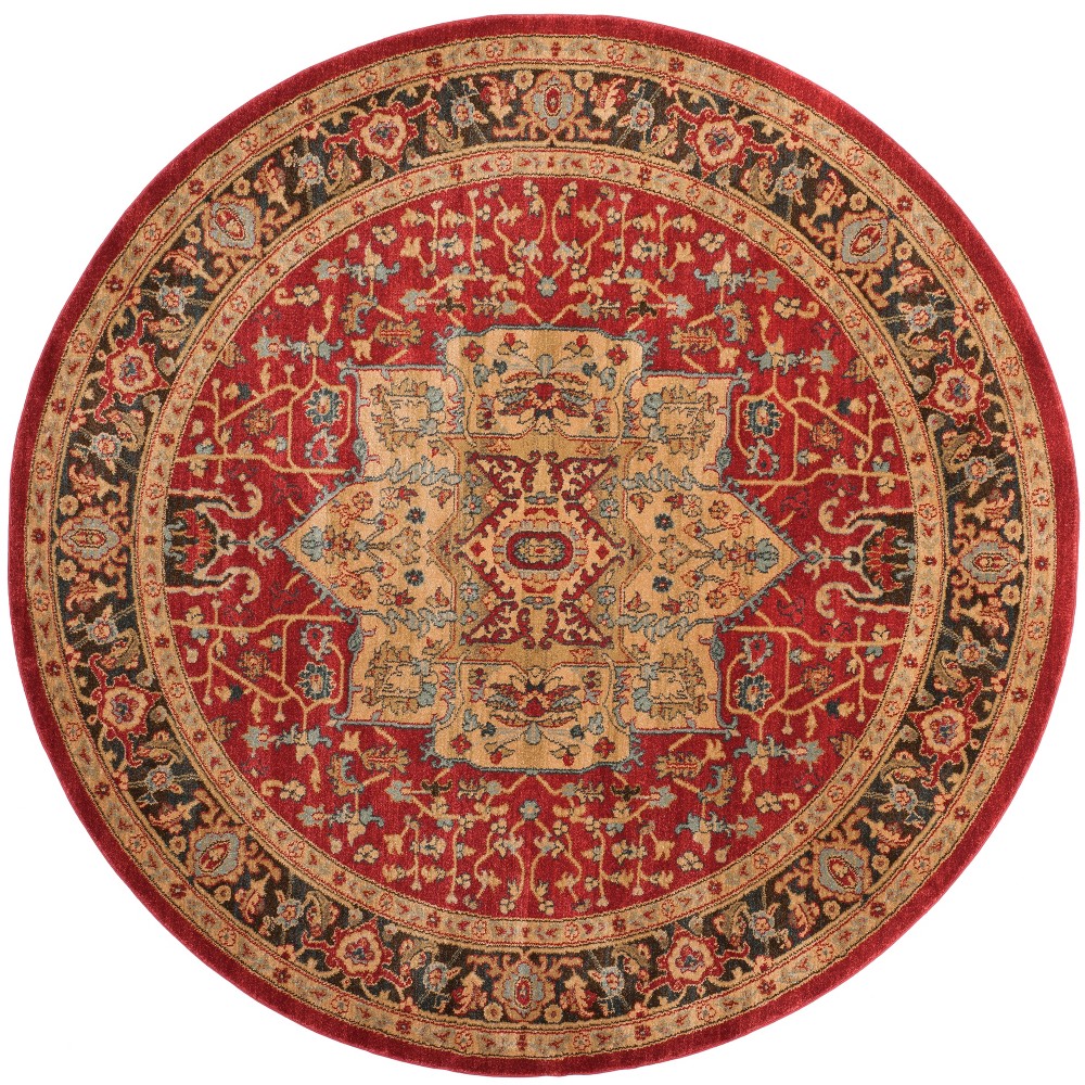 5'1in Medallion Loomed Round Area Rug Natural/Navy - Safavieh