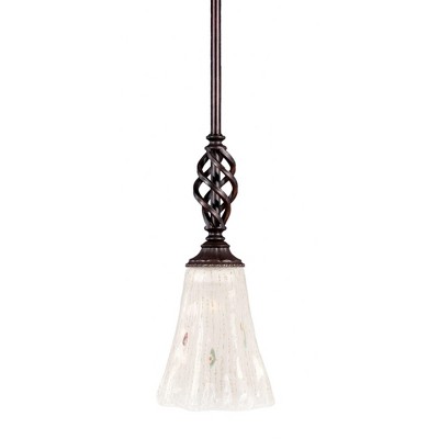 Toltec Lighting Elegante 1 - Light Pendant in  Dark Granite with 5.5" Fluted Frosted Crystal Shade