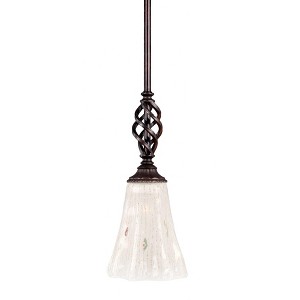 Toltec Lighting Elegante 1 - Light Pendant in  Dark Granite with 5.5" Fluted Frosted Crystal Shade - 1 of 1