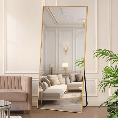 SEVOBAL 71"x32" Full Length Mirror with Stand Shatterproof Floor Mirror with Aluminum Frame for Bedroom and Loft, Gold, 189.5"*89.2"*3.5"