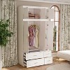 Famapy White Modern Armoire With Hanging Rod and 4 Drawers Sleek Wardrobe - 4 of 4