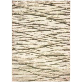 Oriental Weavers Pasargad Home Carson Collection Fabric Ivory/Sand Abstract Pattern- Living Room, Bedroom, Home Office Area Rug, 2' 3" X 7' 6"