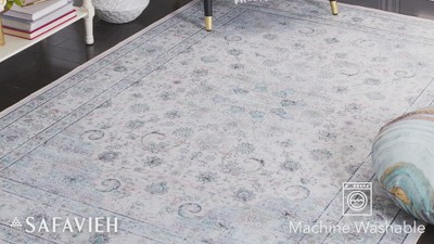 Tucson Geometric Blue 9' x 12' Machine-Washable Synthetic Rug