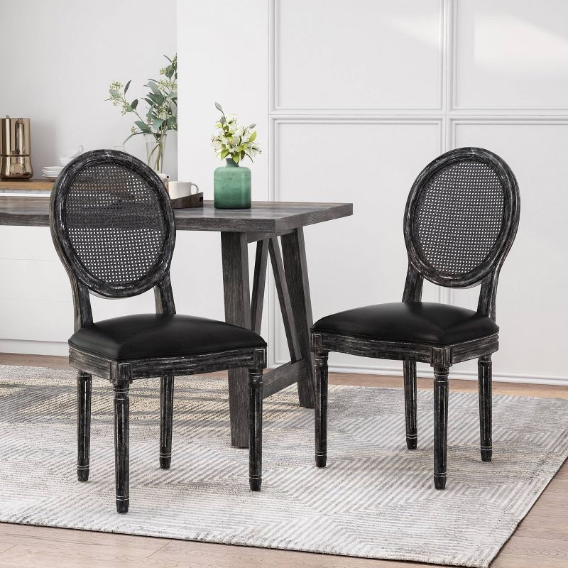 2pk Aquilla French Country Wood and Cane Upholstered Dining Chairs - Christopher Knight Home, 3 of 13