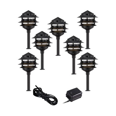 John Timberland Pagoda Black 9-Piece Outdoor LED Landscape Lighting Set