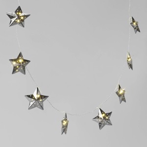 10ct LED Battery Operated Silver Star Christmas Novelty String Lights Warm White - Wondershop™ - 1 of 4