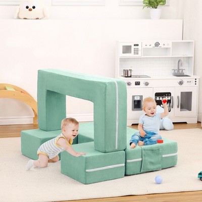 Kids Play Couch, 3Pcs Modular Kids Couch for Playroom Bedroom Furniture, Convertible Foam Kids Play Sofa with Removable Cover
